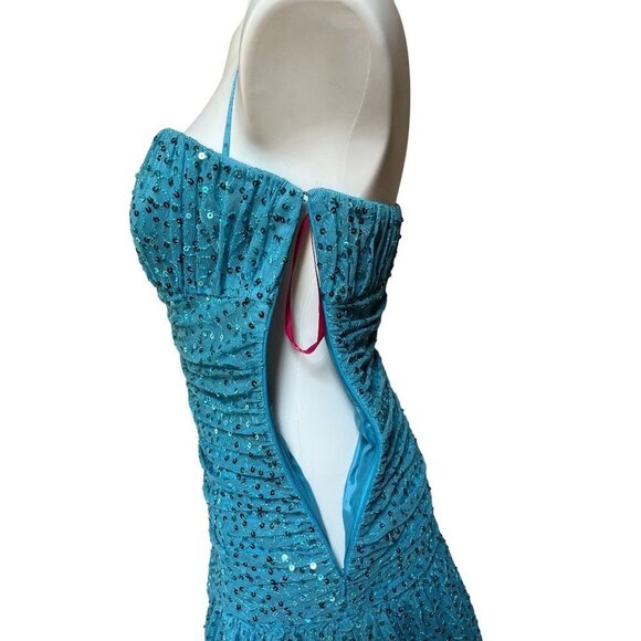 Betsey Johnson Punk Princess Blue Sequin Soutache Mermaid Dress Size 10 MEDIUM - Picture 8 of 10